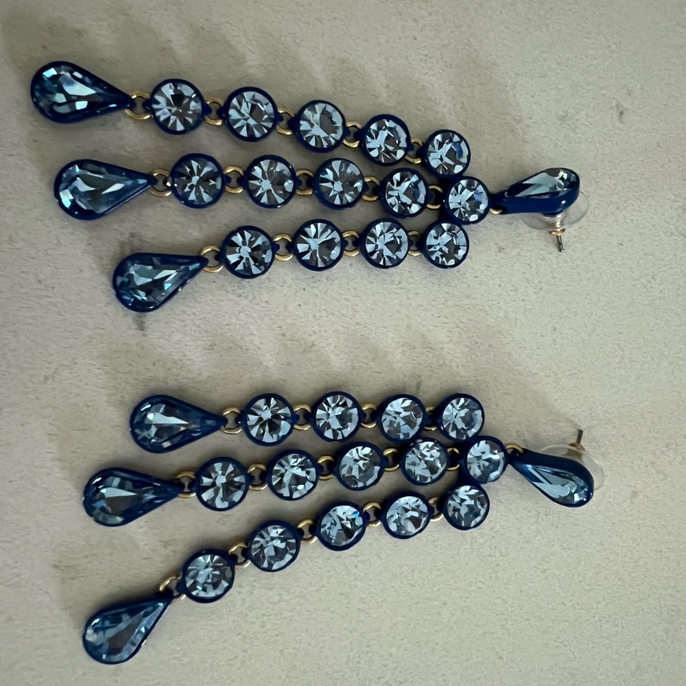 J. Crew Blue Crystal Drop Earrings